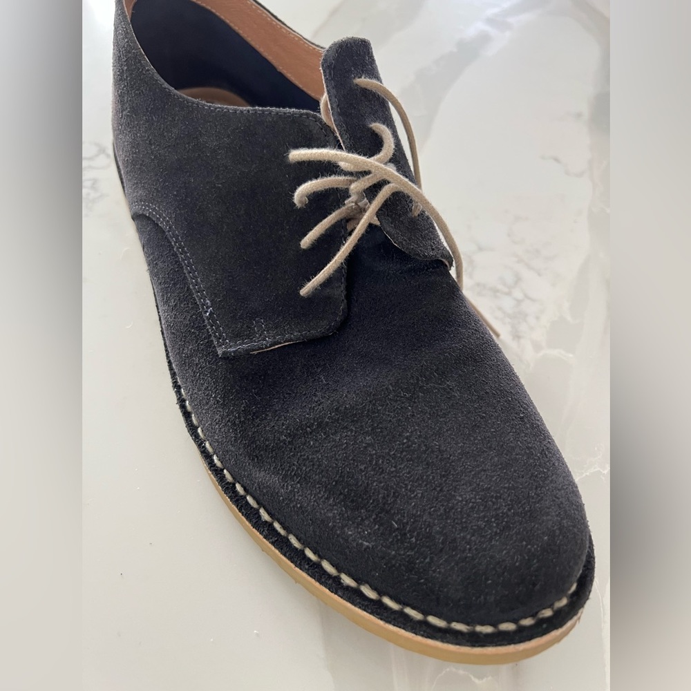 Mens Bespoken Navy Blue Suede Shoe - Picture 10 of 13